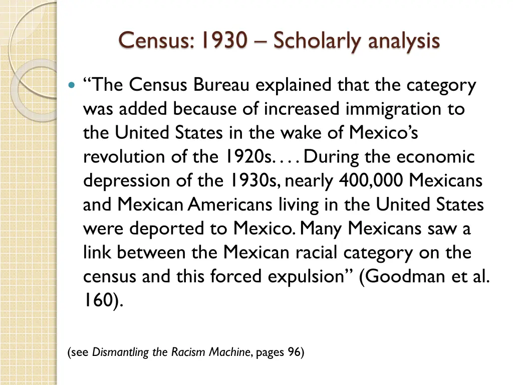 census 1930 scholarly analysis