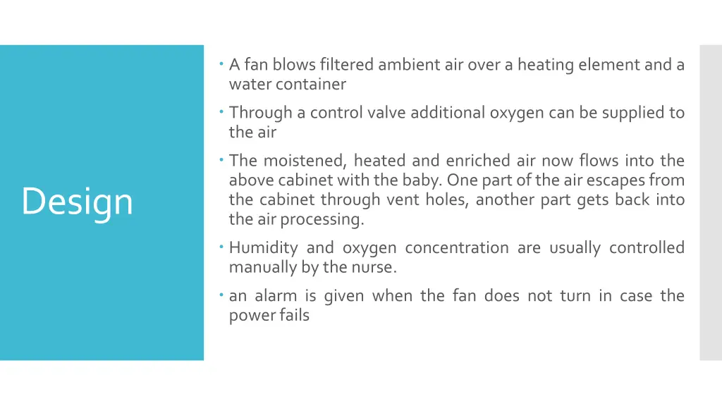 a fan blows filtered ambient air over a heating