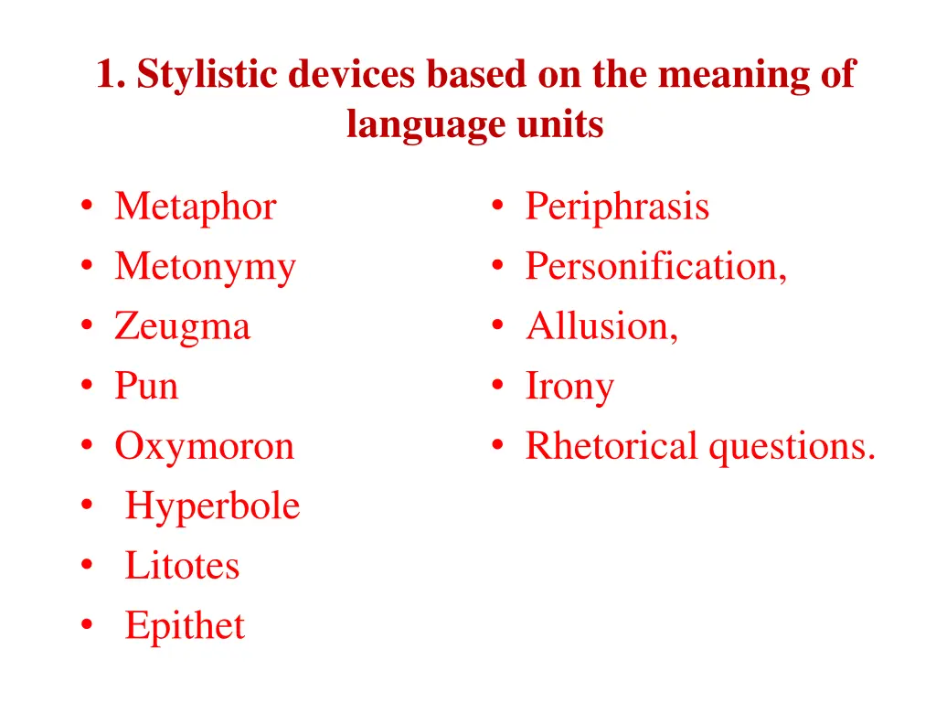 1 stylistic devices based on the meaning