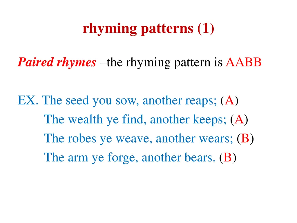 rhyming patterns 1