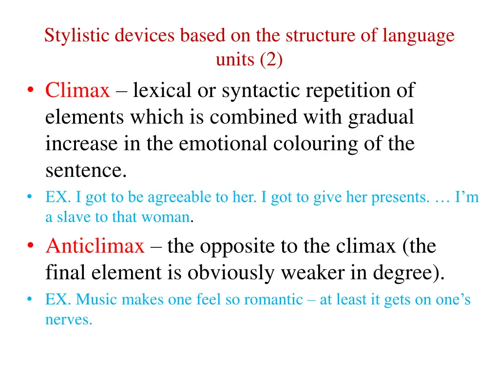 stylistic devices based on the structure