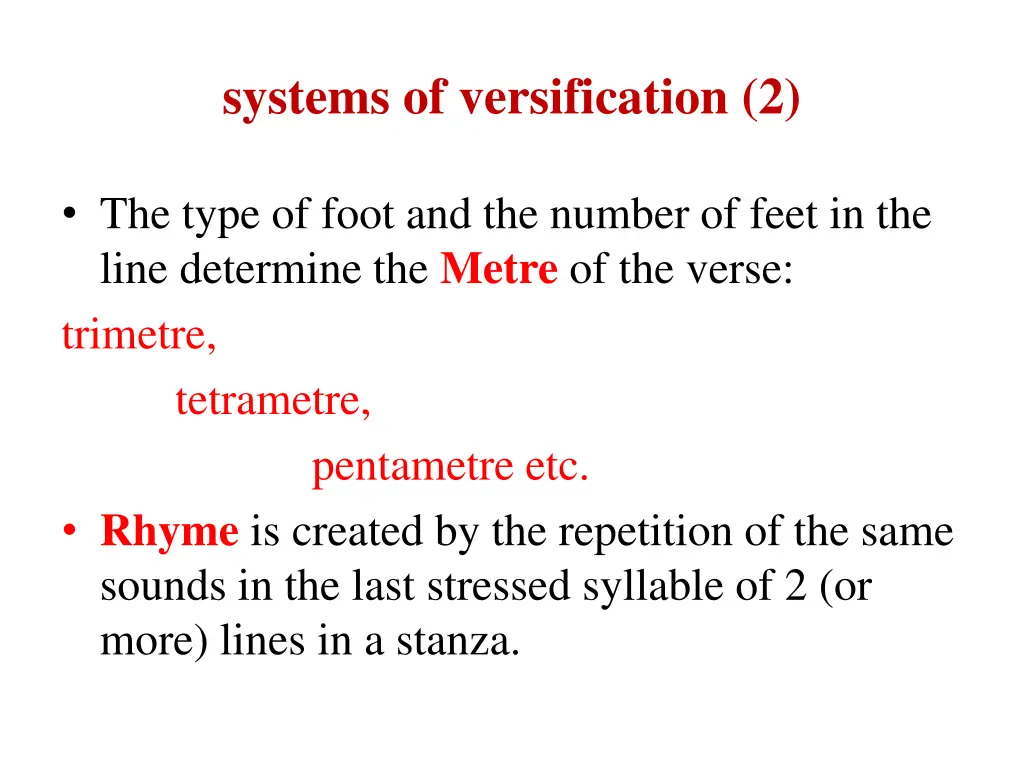 systems of versification 2