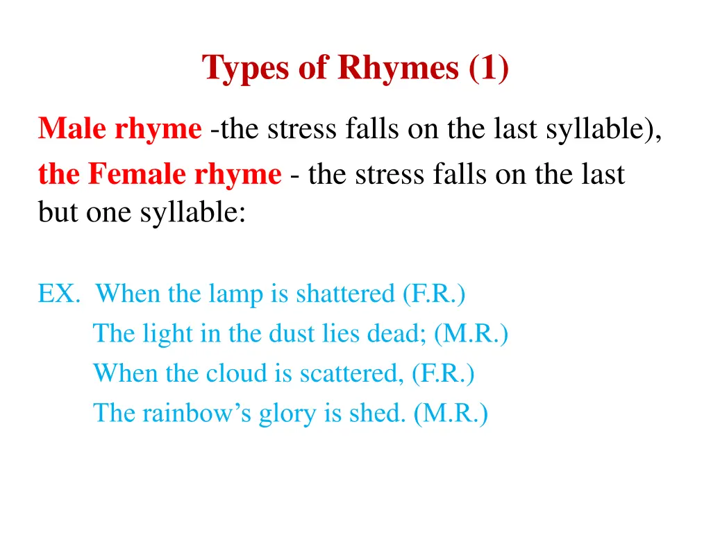 types of rhymes 1