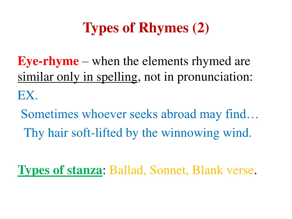 types of rhymes 2