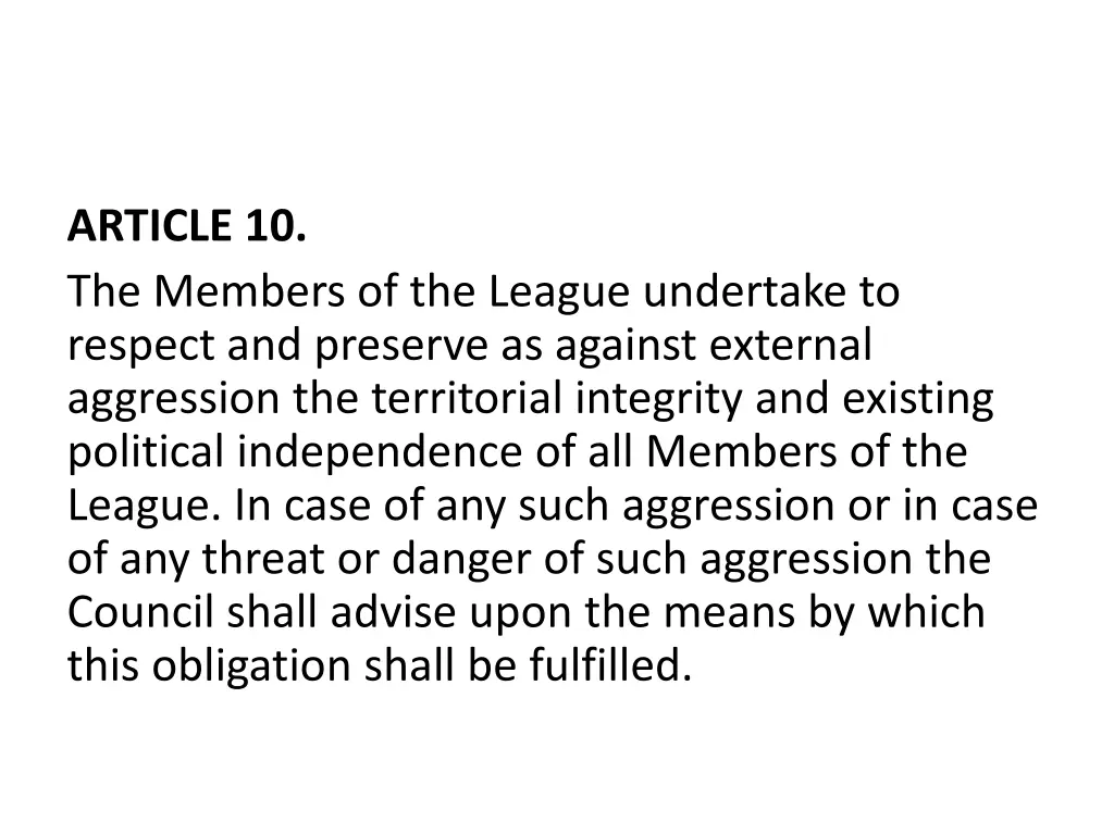 article 10 the members of the league undertake