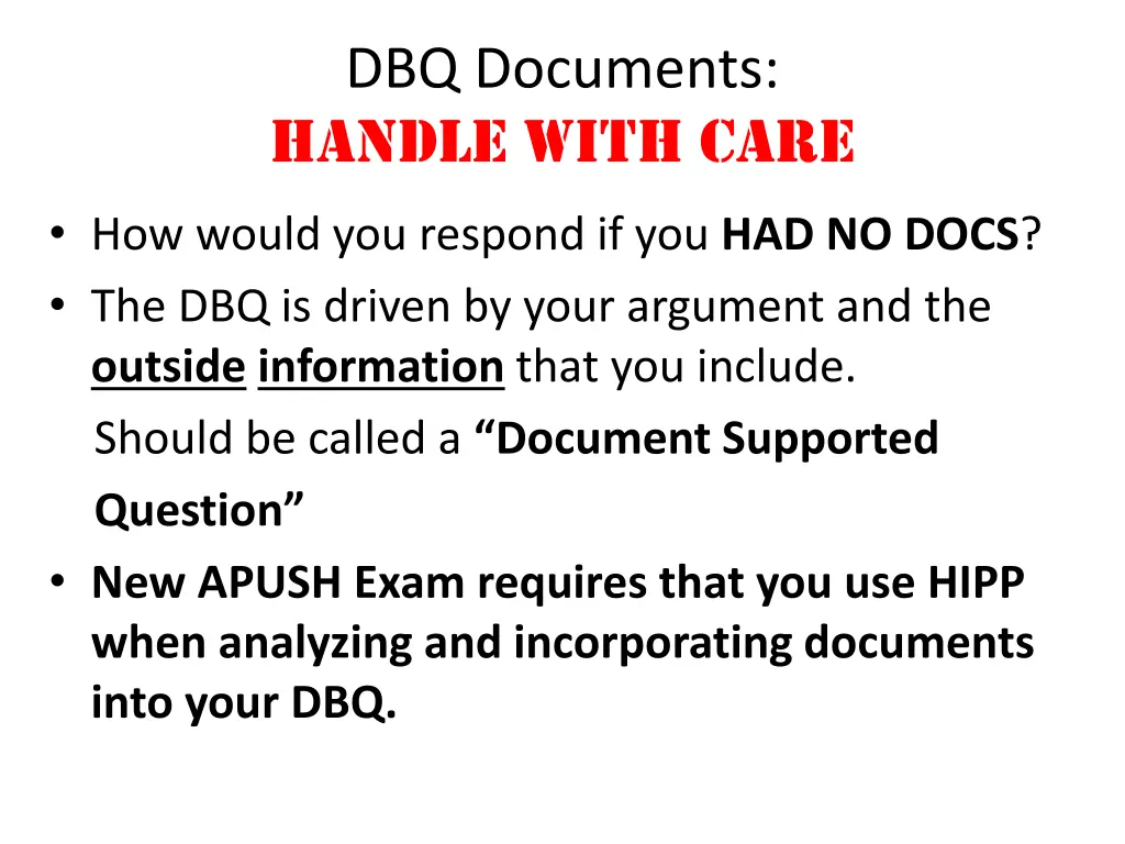 dbq documents handle with care