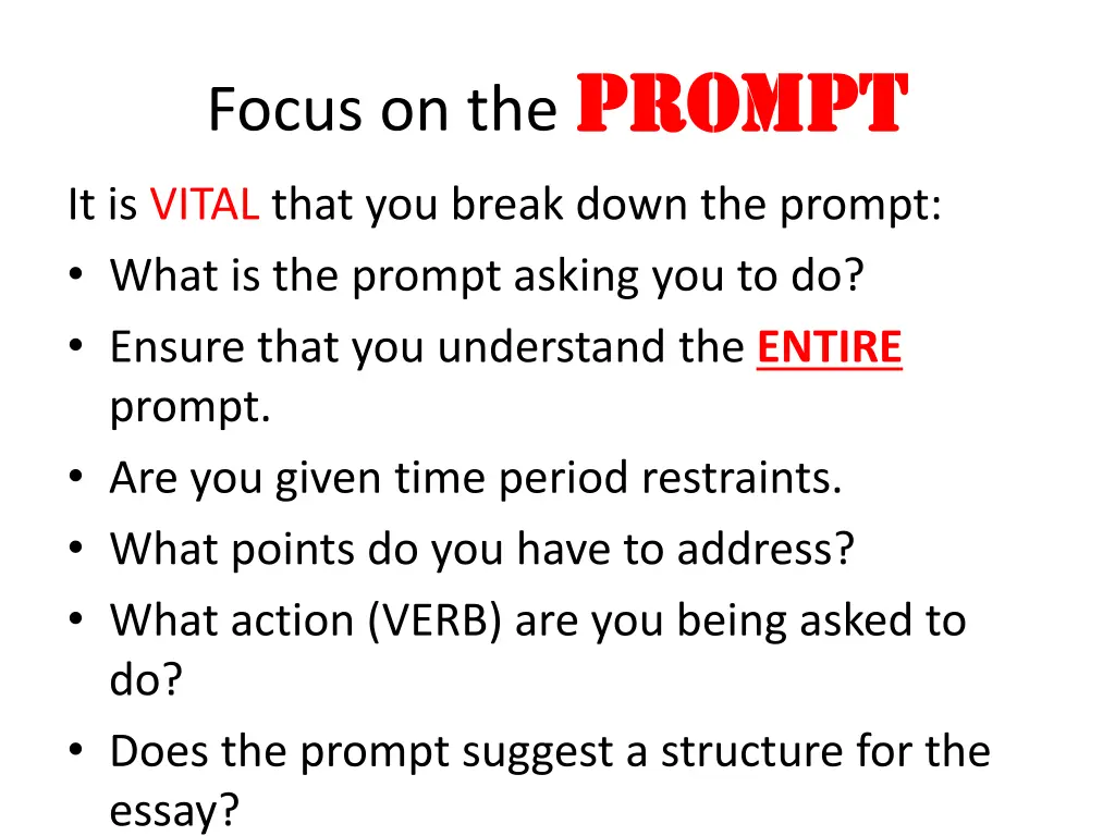 focus on the prompt