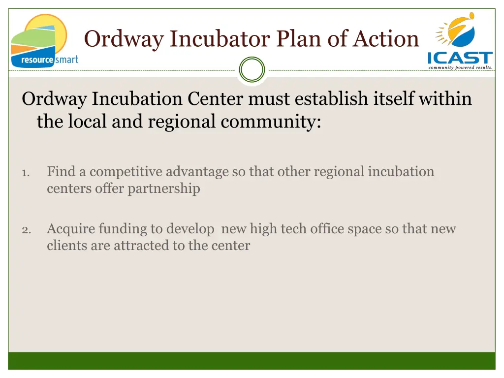 ordway incubator plan of action