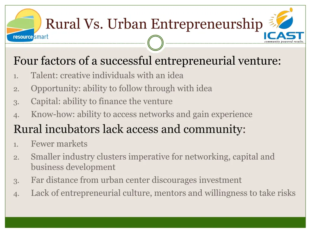 rural vs urban entrepreneurship