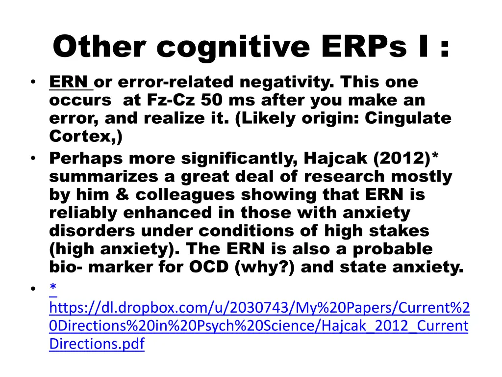 other cognitive erps i ern or error related