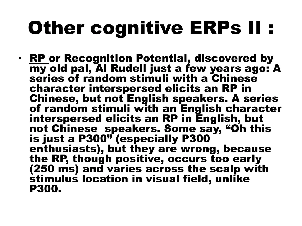 other cognitive erps ii