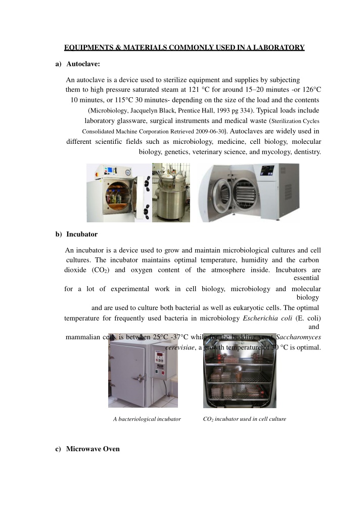 equipments materials commonly used ina laboratory