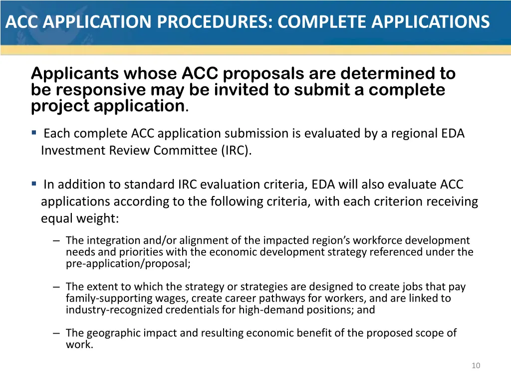 acc application procedures complete applications