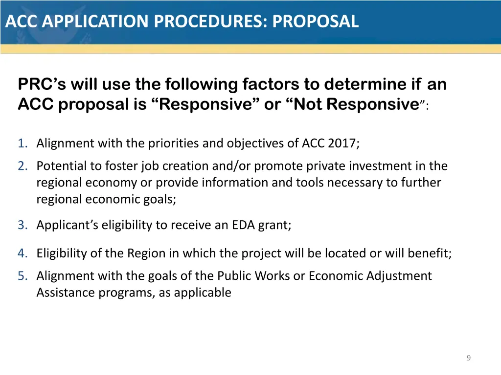 acc application procedures proposal