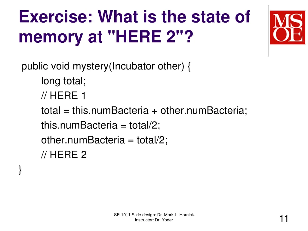 exercise what is the state of memory at here 2