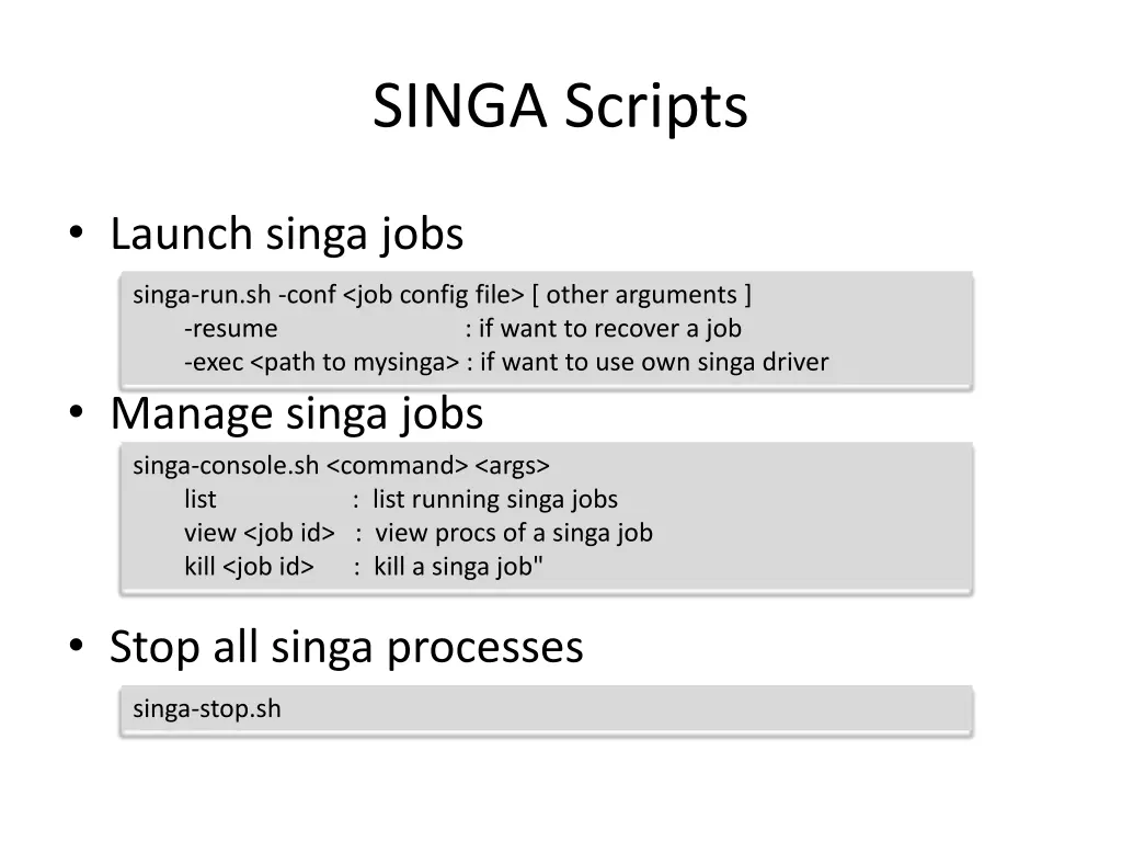 singa scripts