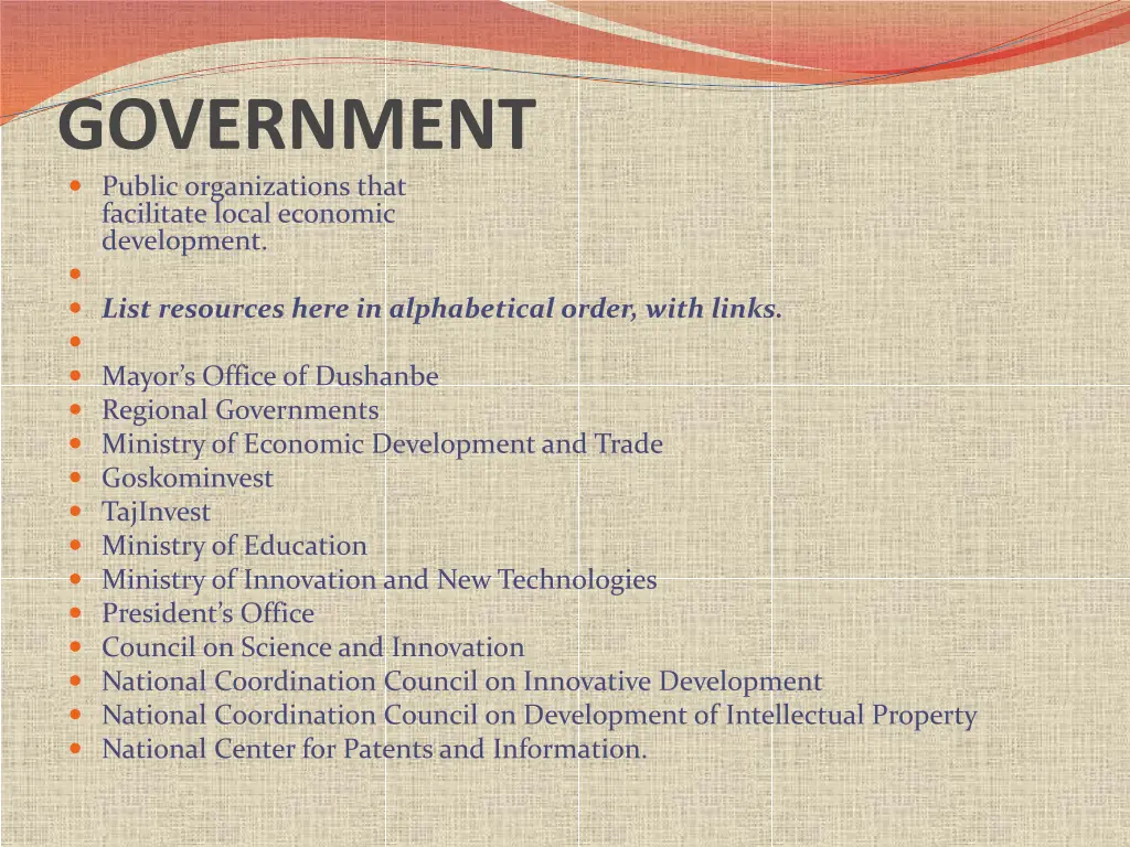 government public organizations that facilitate