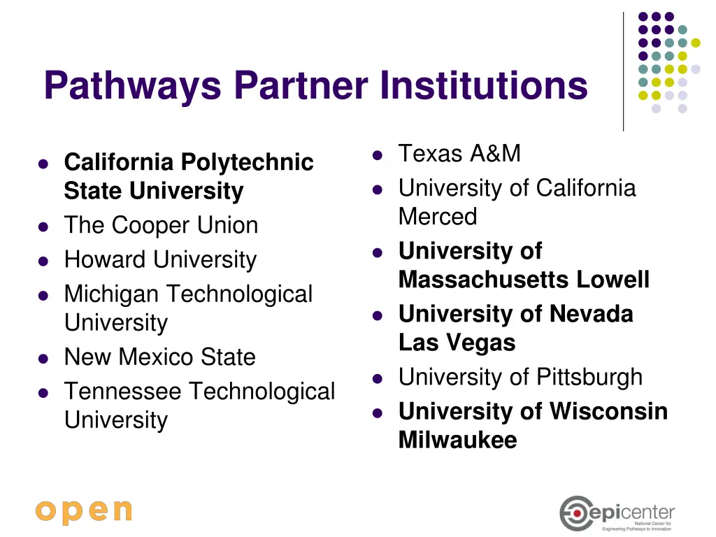 pathways partner institutions