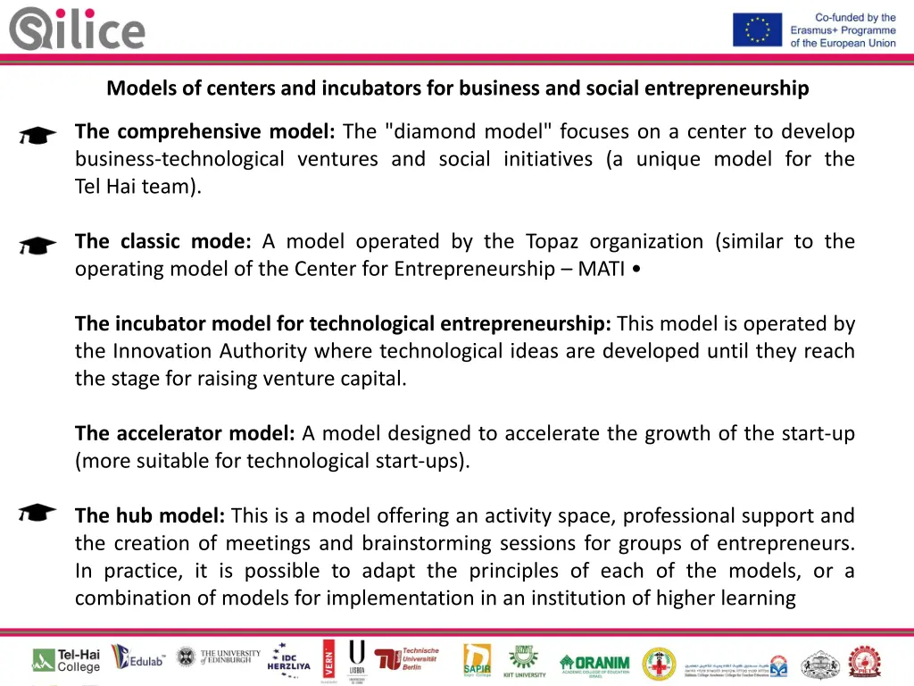 models of centers and incubators for business 1