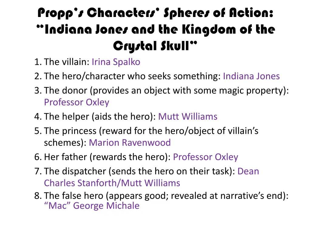 propp s characters spheres of action indiana