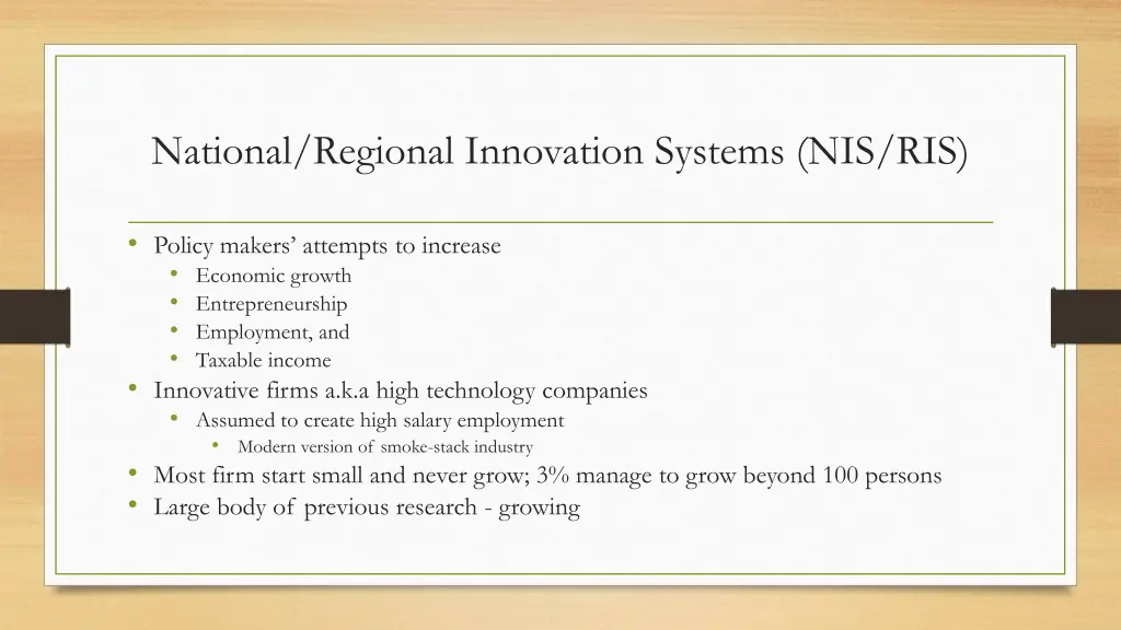 national regional innovation systems nis ris