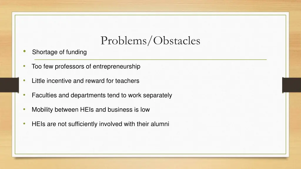 problems obstacles