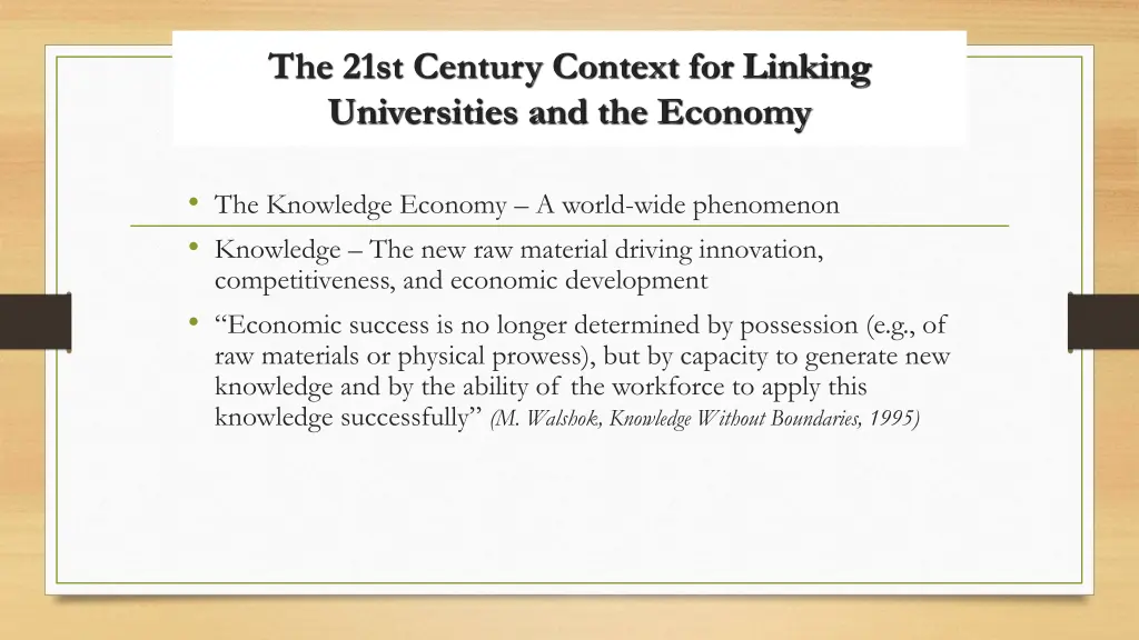 the 21st century context for linking universities