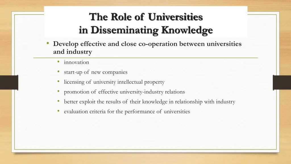 the role of universities in disseminating