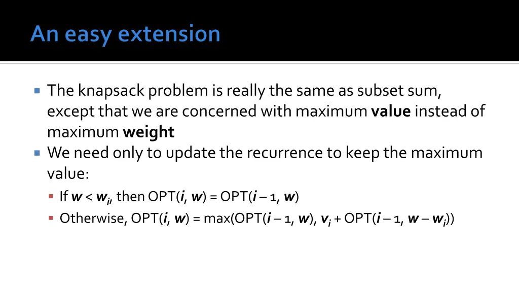 the knapsack problem is really the same as subset