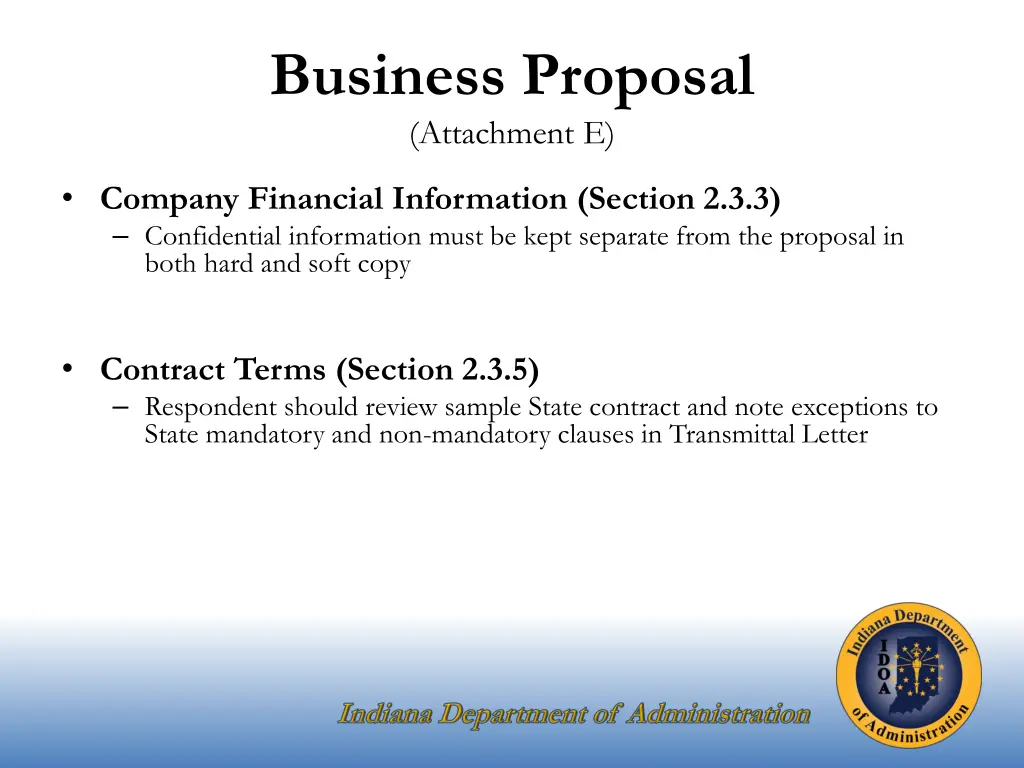 business proposal attachment e