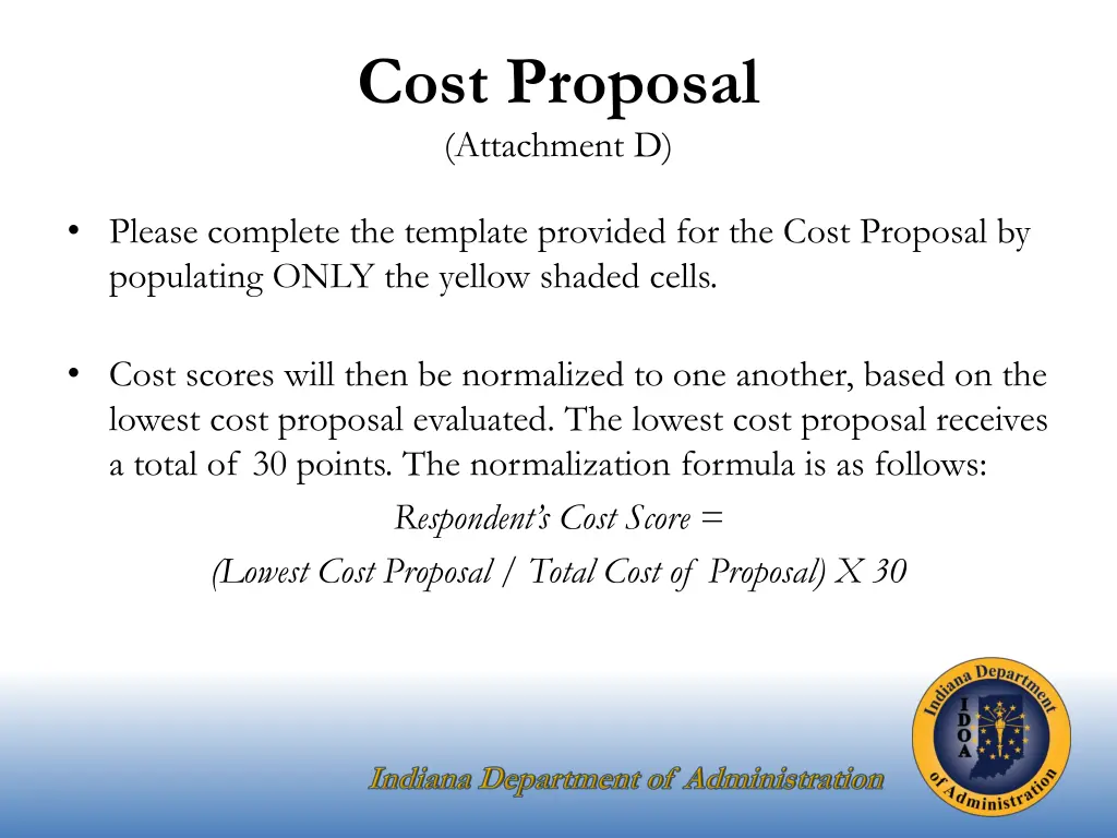 cost proposal attachment d