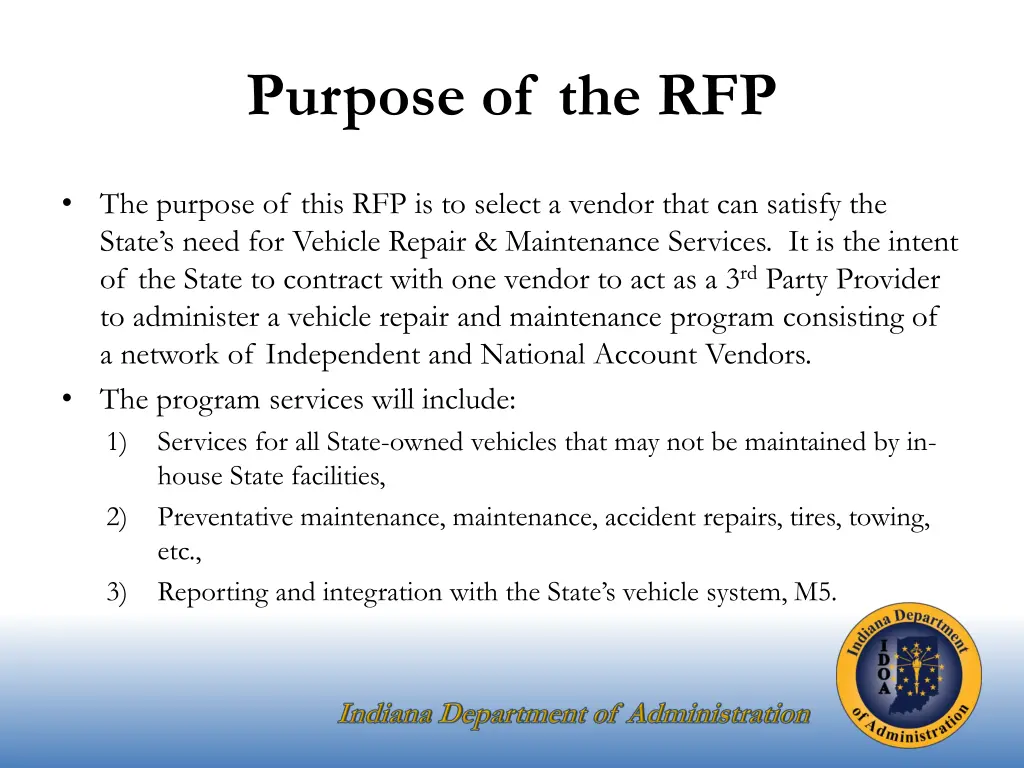 purpose of the rfp