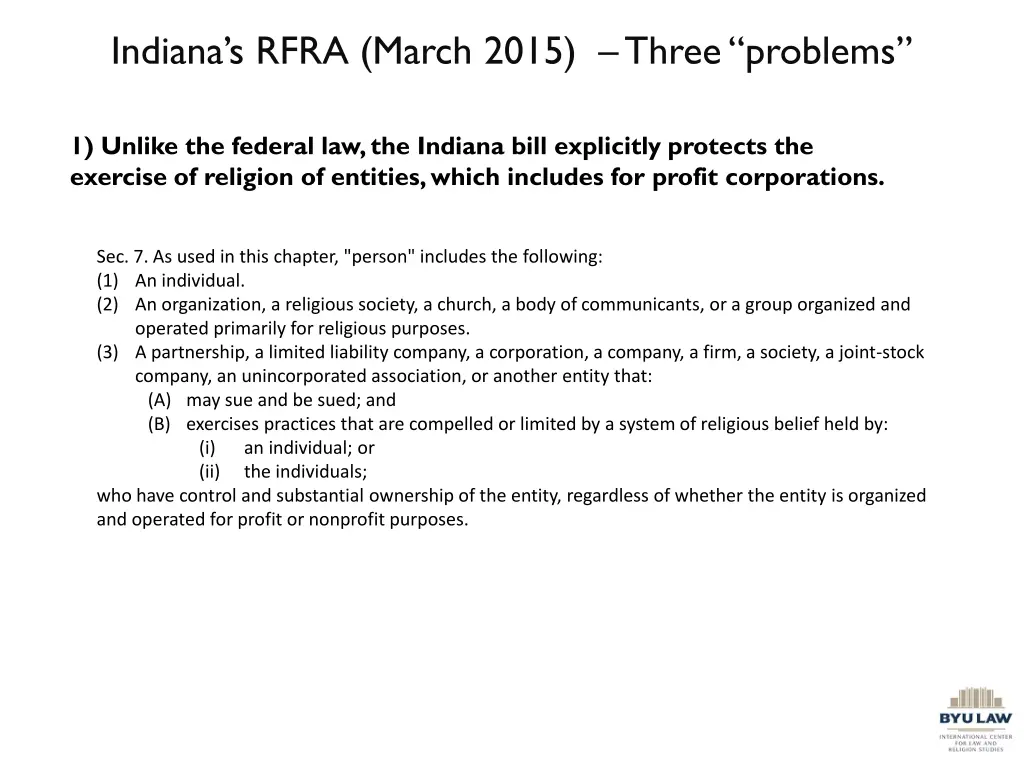 indiana s rfra march 2015 three problems