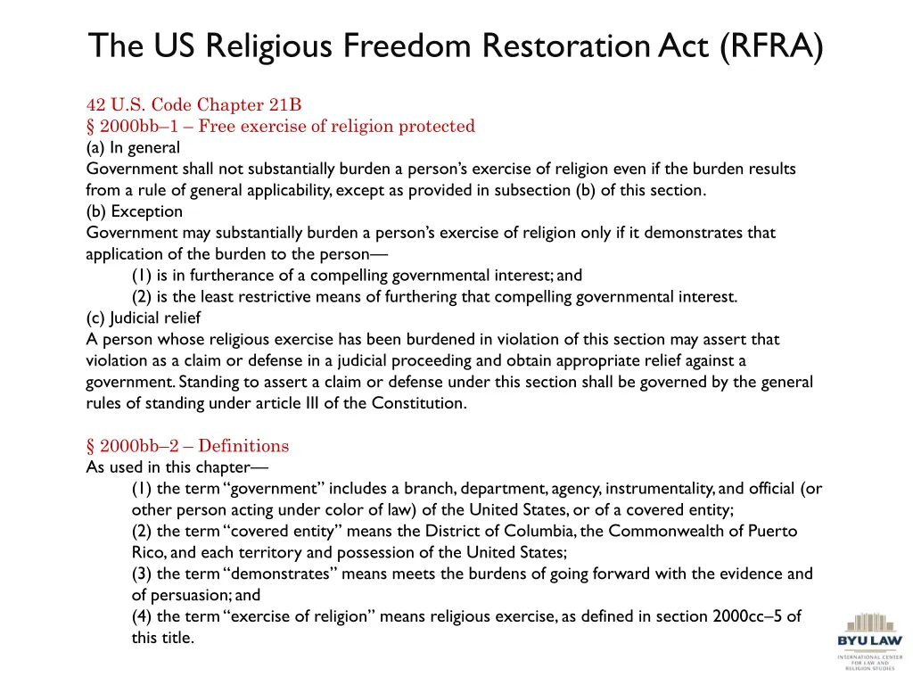 the us religious freedom restoration act rfra 1