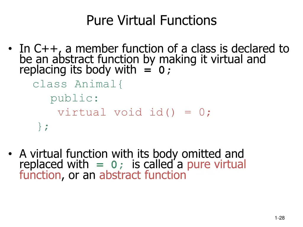 pure virtual functions