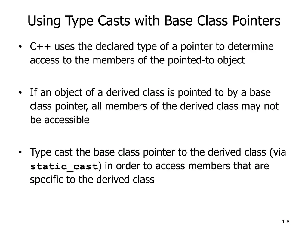 using type casts with base class pointers