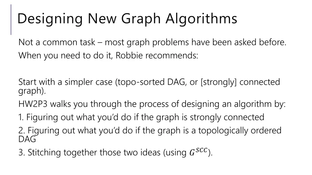 designing new graph algorithms