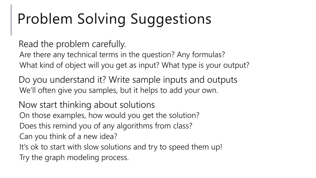 problem solving suggestions