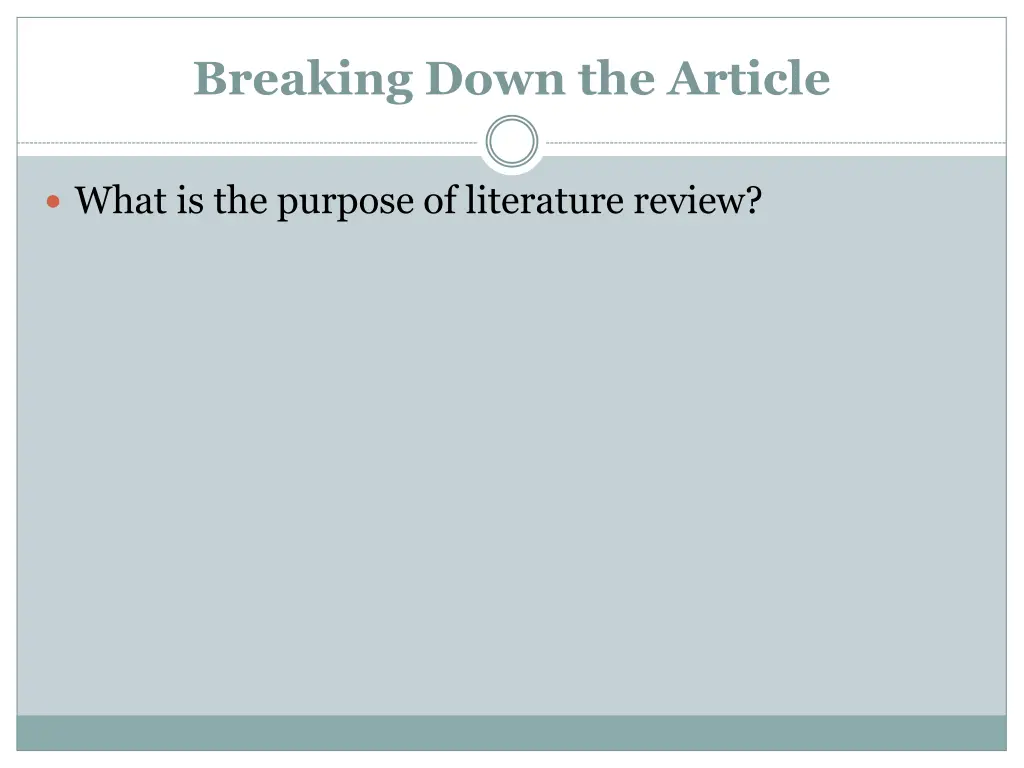 breaking down the article