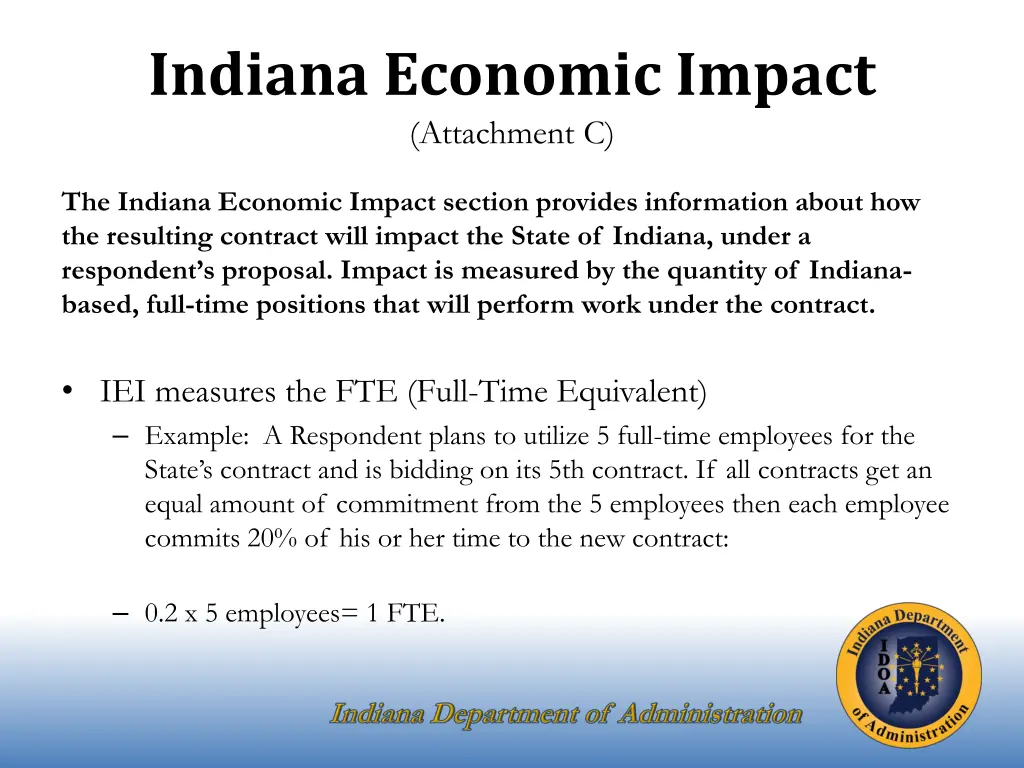 indiana economic impact attachment c