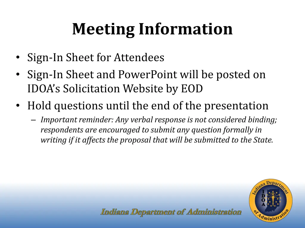 meeting information