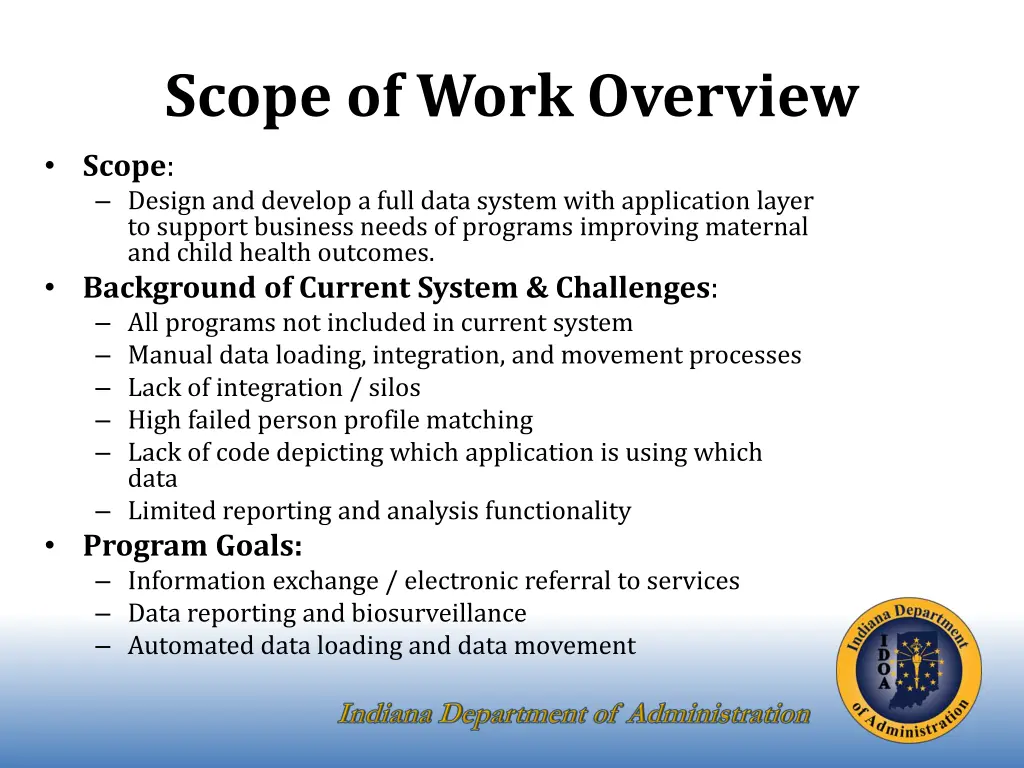 scope of work overview