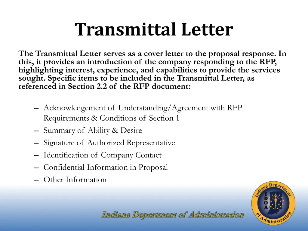 transmittal letter