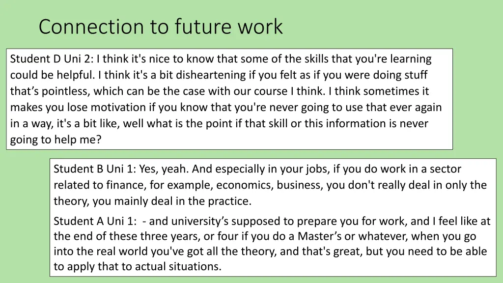 connection to future work