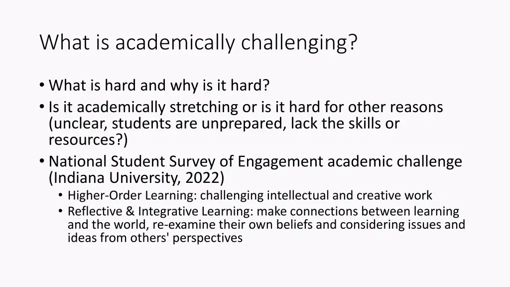 what is academically challenging