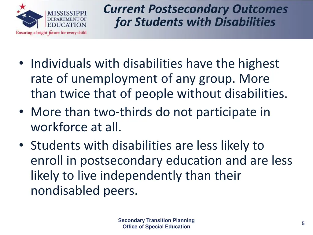 current postsecondary outcomes for students with