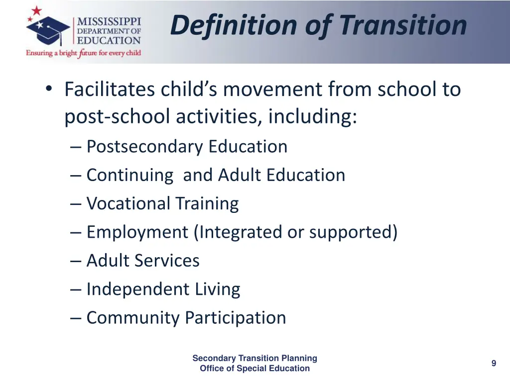 definition of transition 1