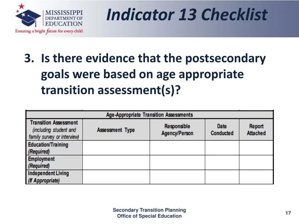 indicator 13 checklist 1