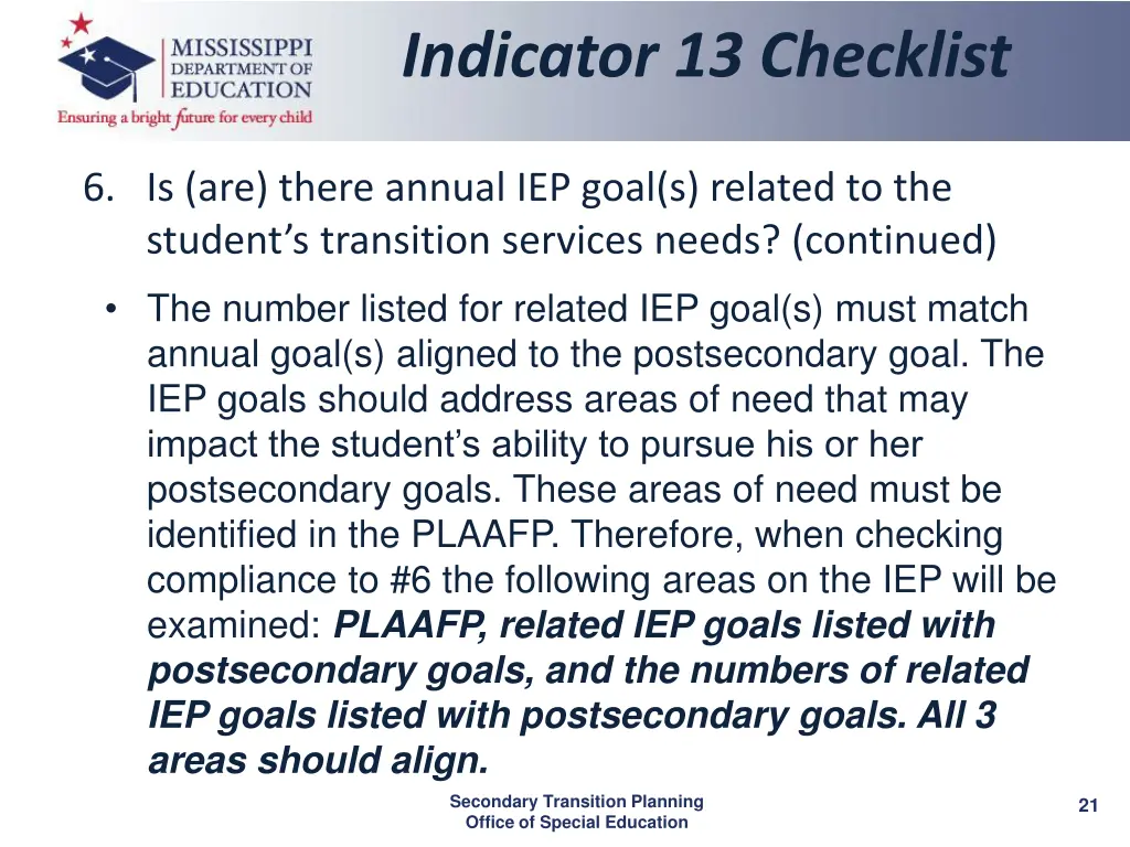 indicator 13 checklist 5