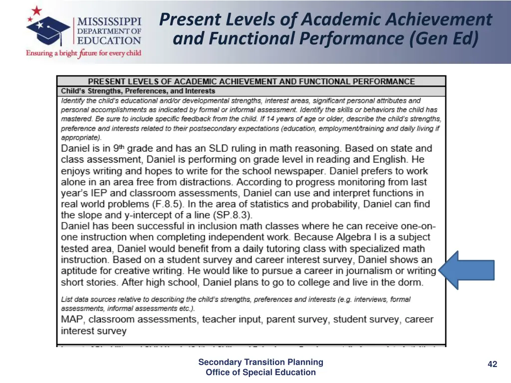 present levels of academic achievement 1